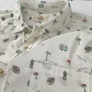 Marine Layer Tropical Shirt Mens L Button Up Palm Trees Beach Camp Hawaii